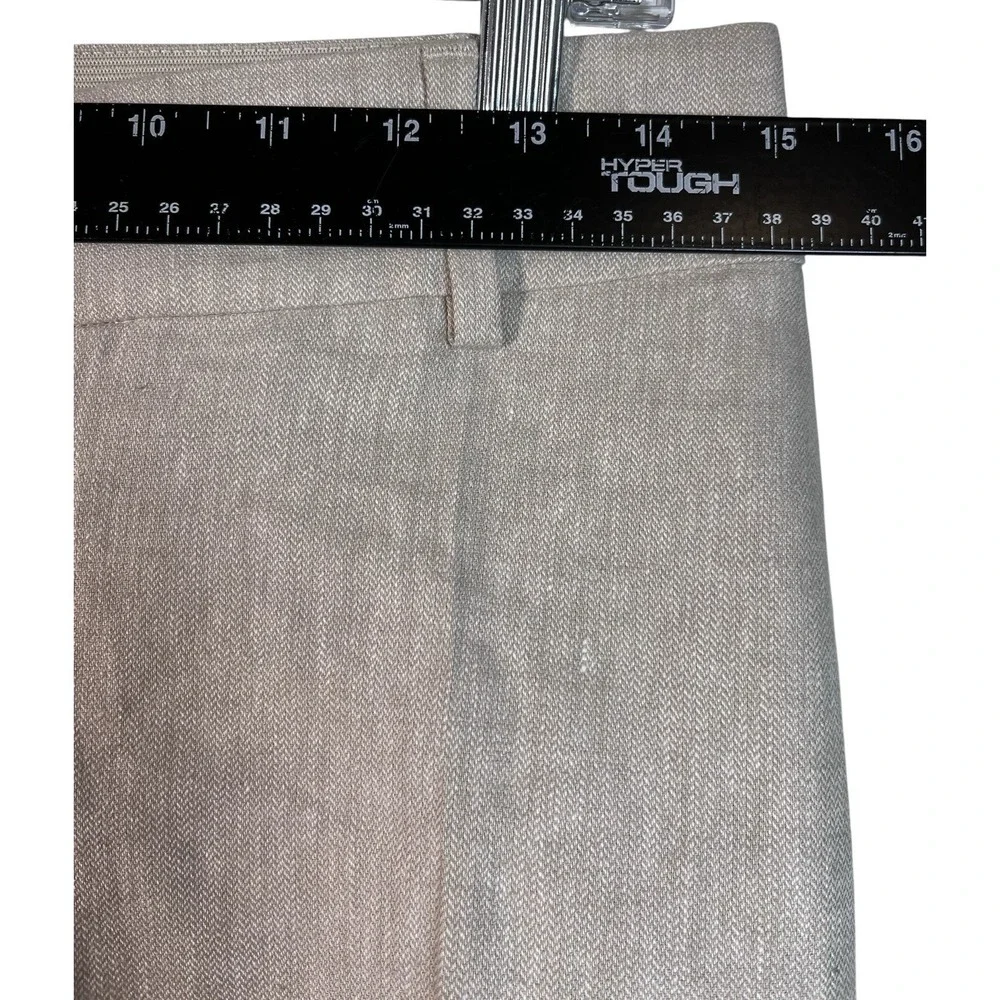 H&M Sz 6 Pants Women's Linen Blend Beige Pleated Tailored Tapered Leg Suit